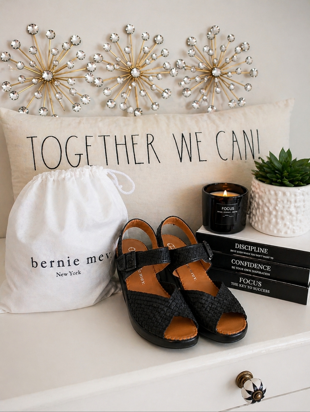 Bernie Mev NY Woven Platform Sandals EU 37 / US 7 | Black Memory Foam Heals